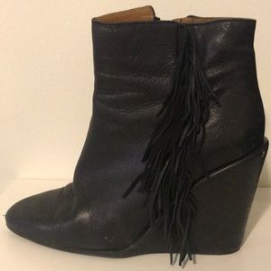 See by Chloe black wedge booties